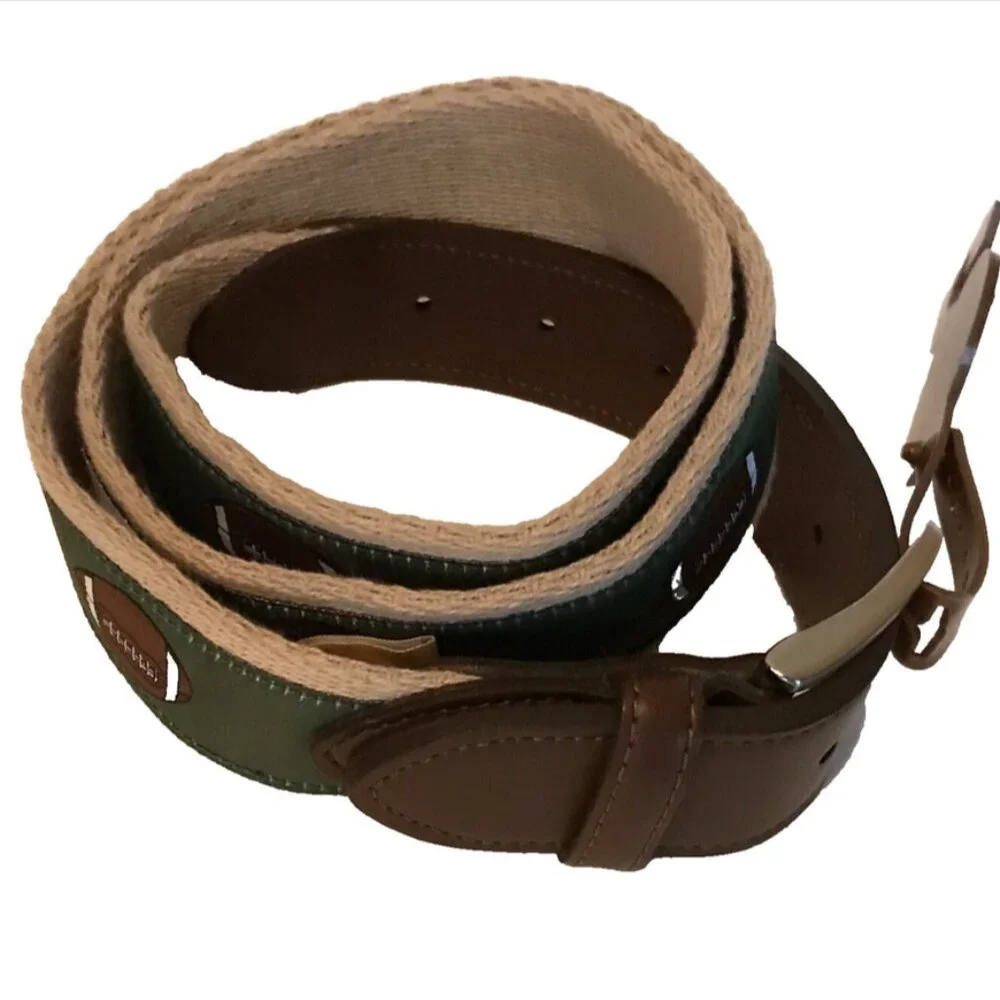 Tommy Bahama Football Print Canvas Belt